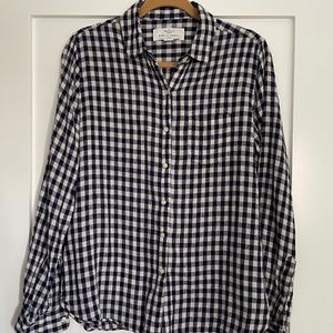 Birds of Paradis Trovata Womens Button Down Shirt Navy check Medium gingham cute